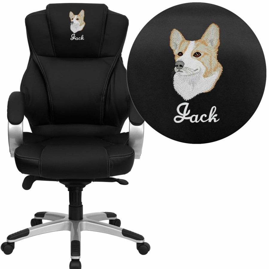 Office & Reception FLASH Personalized Office Chairs | Embroidered High Back Leathersoft Contemporary Executive Swivel Ergonomic Office Chair