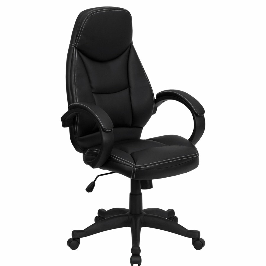 Office & Reception FLASH Executive Office Chairs | High Back Leathersoft Contemporary Executive Swivel Ergonomic Office Chair With Curved Back And Loop Arms