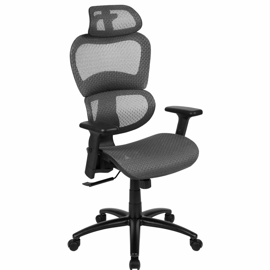 Office & Reception FLASH Executive Office Chairs | Ergonomic Mesh Office Chair With 2-To-1 Synchro-Tilt, Adjustable Headrest, Lumbar Support, And Adjustable Pivot Arms