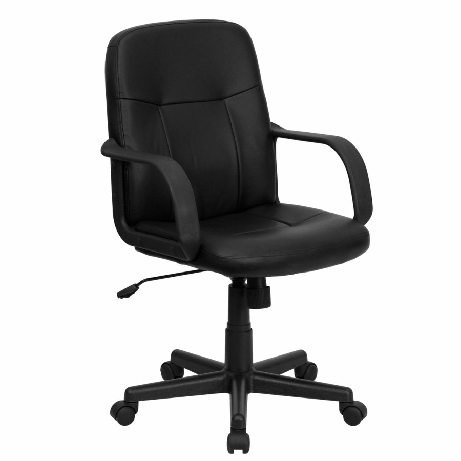 Office & Reception FLASH Executive Office Chairs | Mid-Back Glove Vinyl Executive Swivel Office Chair With Arms