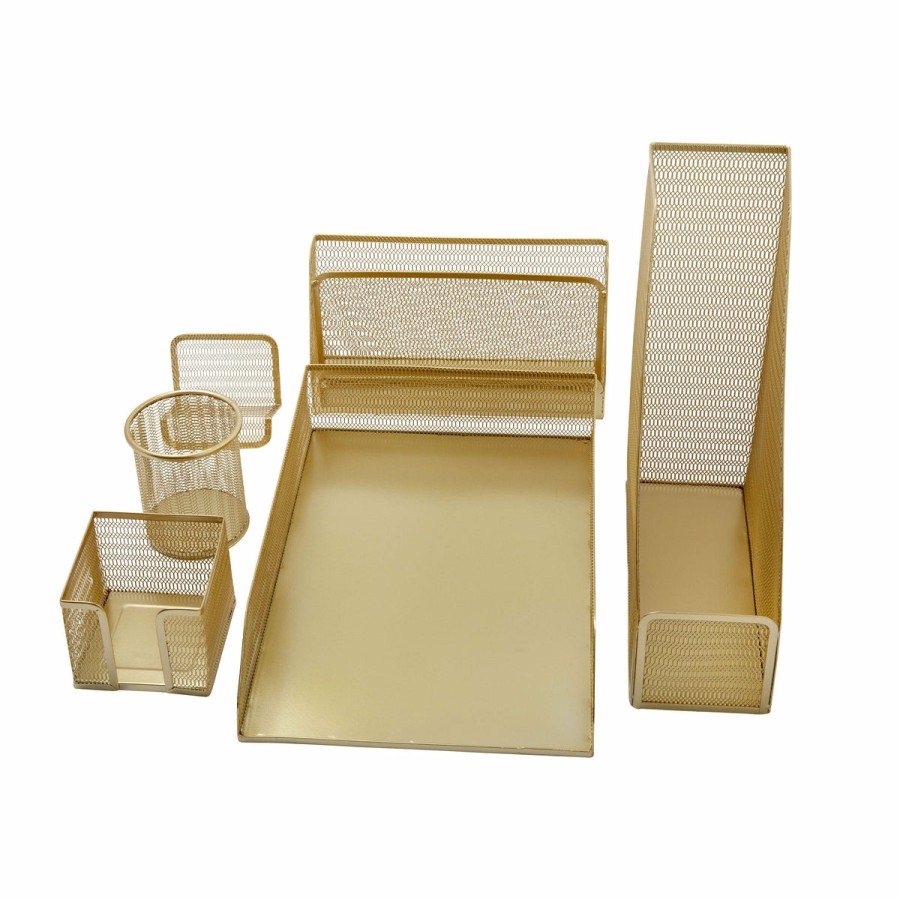 Office & Reception MARTHA STEWART Desk Organizers | Ryder Mesh Metal 6Pc Set Desktop Organizers And Accessories, Holds Files, Magazines, Letters, Pens, Sticky Notes And Business Cards