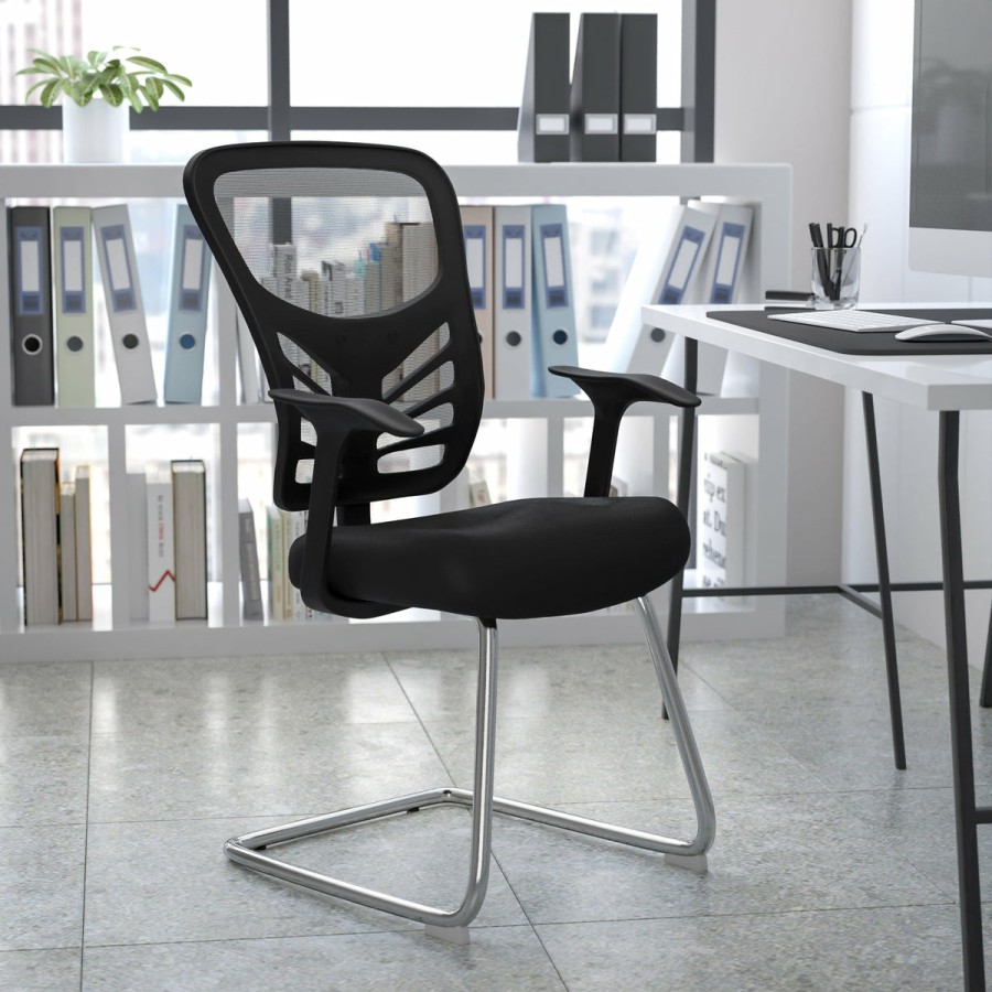 Office & Reception FLASH Reception Side Chairs | Mesh Side Reception Chair With Chrome Sled Base