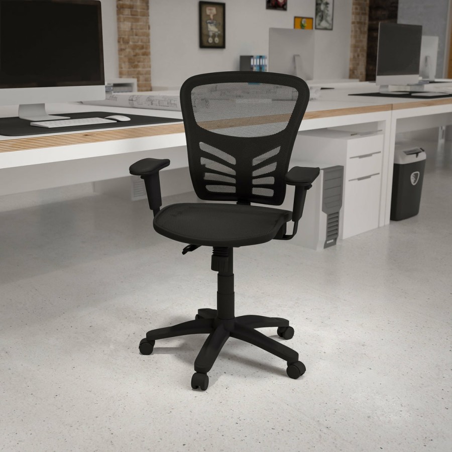 Office & Reception FLASH Executive Office Chairs | Mid-Back Transparent Mesh Multifunction Executive Swivel Ergonomic Office Chair With Adjustable Arms