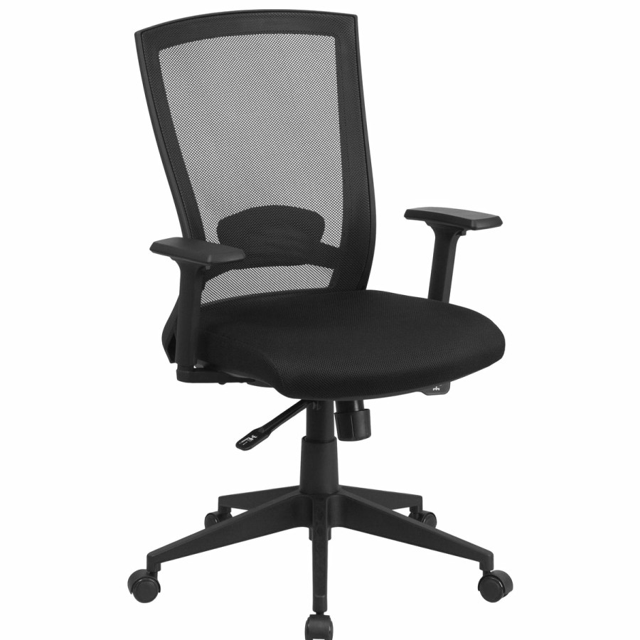 Office & Reception FLASH Executive Office Chairs | Mid-Back Mesh Executive Swivel Ergonomic Office Chair With Back Angle Adjustment And Adjustable Arms