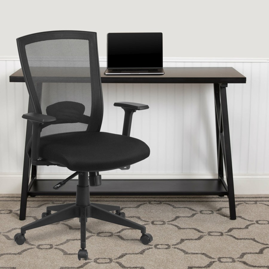 Office & Reception FLASH Executive Office Chairs | Mid-Back Mesh Executive Swivel Ergonomic Office Chair With Back Angle Adjustment And Adjustable Arms