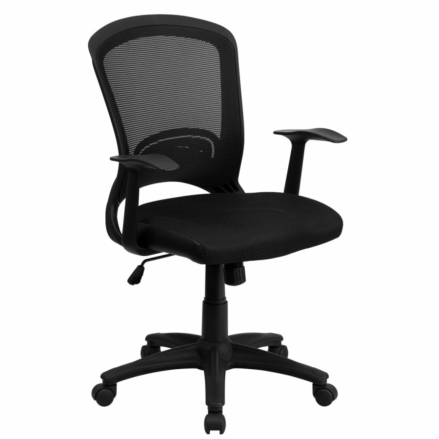 Office & Reception FLASH Task Office Chairs | Mid-Back Designer Mesh Swivel Task Office Chair With Arms