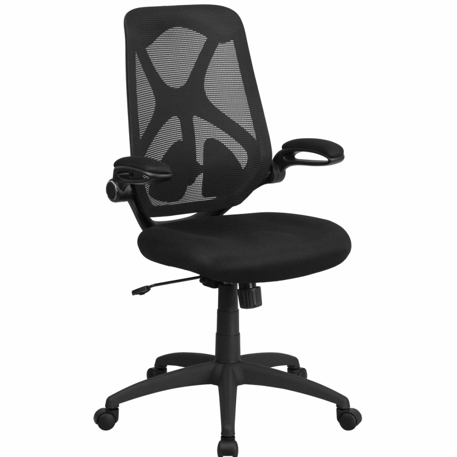 Office & Reception FLASH Executive Office Chairs | High Back Mesh Executive Swivel Ergonomic Office Chair With Adjustable Lumbar, 2-Paddle Control And Flip-Up Arms