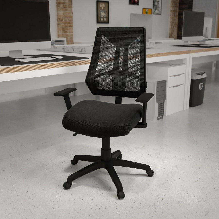 Office & Reception FLASH Task Office Chairs | High Back Mesh Multifunction Swivel Ergonomic Task Office Chair With Adjustable Arms