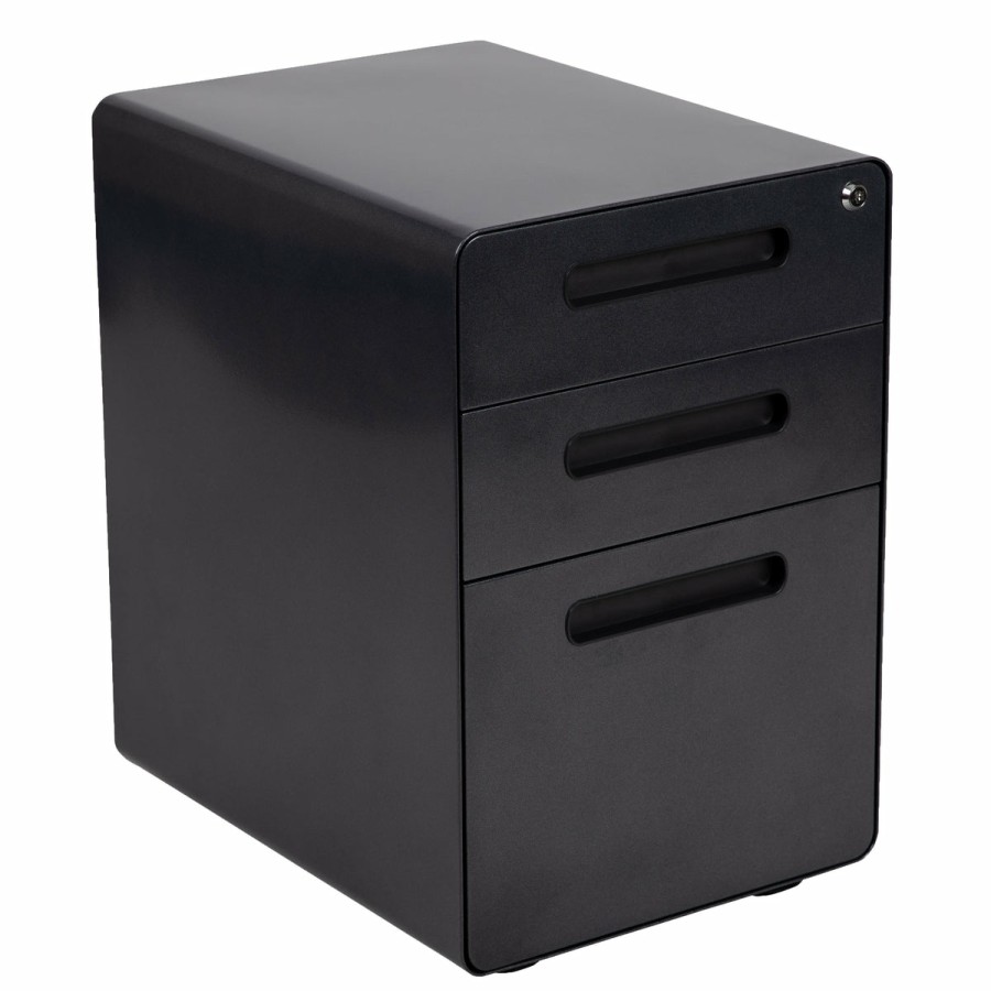 Office & Reception FLASH Filing Cabinets | Ergonomic 3-Drawer Mobile Locking Filing Cabinet With Anti-Tilt Mechanism And Hanging Drawer For Legal & Letter Files