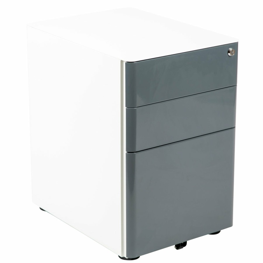 Office & Reception FLASH Filing Cabinets | Modern 3-Drawer Mobile Locking Filing Cabinet With Anti-Tilt Mechanism And Hanging Drawer For Legal & Letter Files