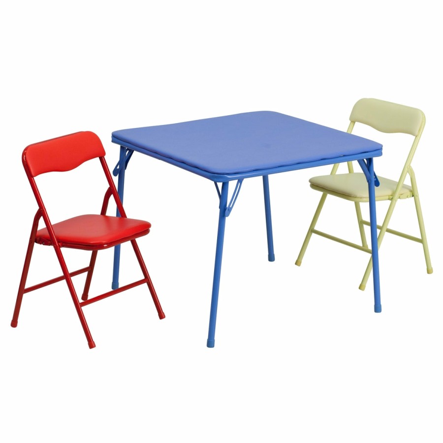 More FLASH | Kids Colorful 3 Piece Folding Table And Chair Set