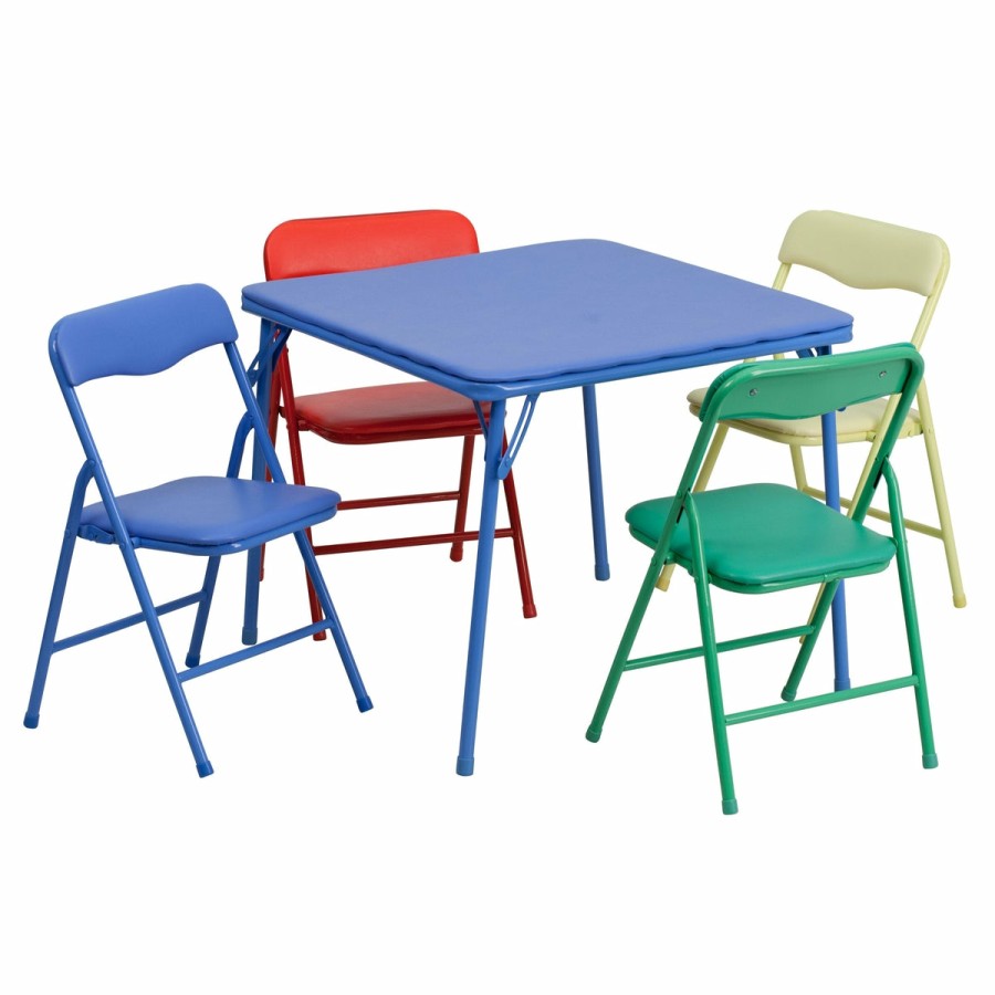 More FLASH | Kids Colorful 5 Piece Folding Table And Chair Set