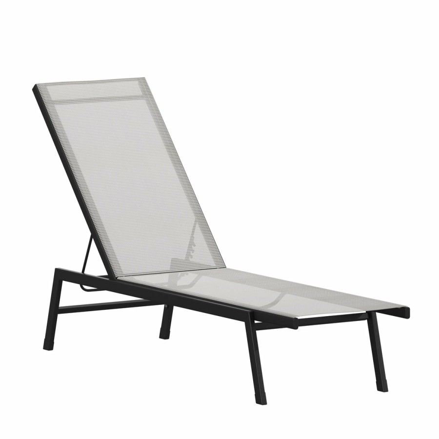 More FLASH | Brazos Adjustable Chaise Lounge Chair, All-Weather Outdoor Five-Position Recliner