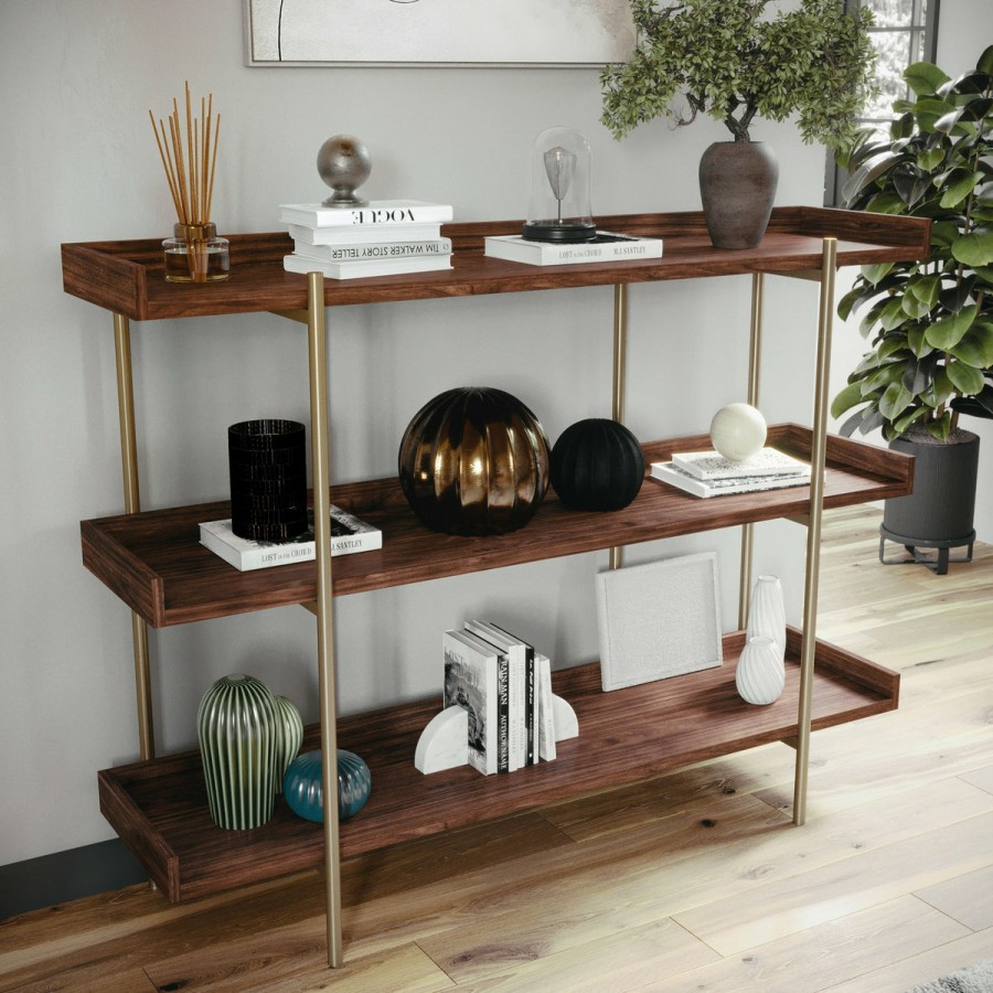 Office & Reception MARTHA STEWART Storage And Book Shelves | Emmett 3 Shelf Storage Display Unit Bookcase With Metal Frame