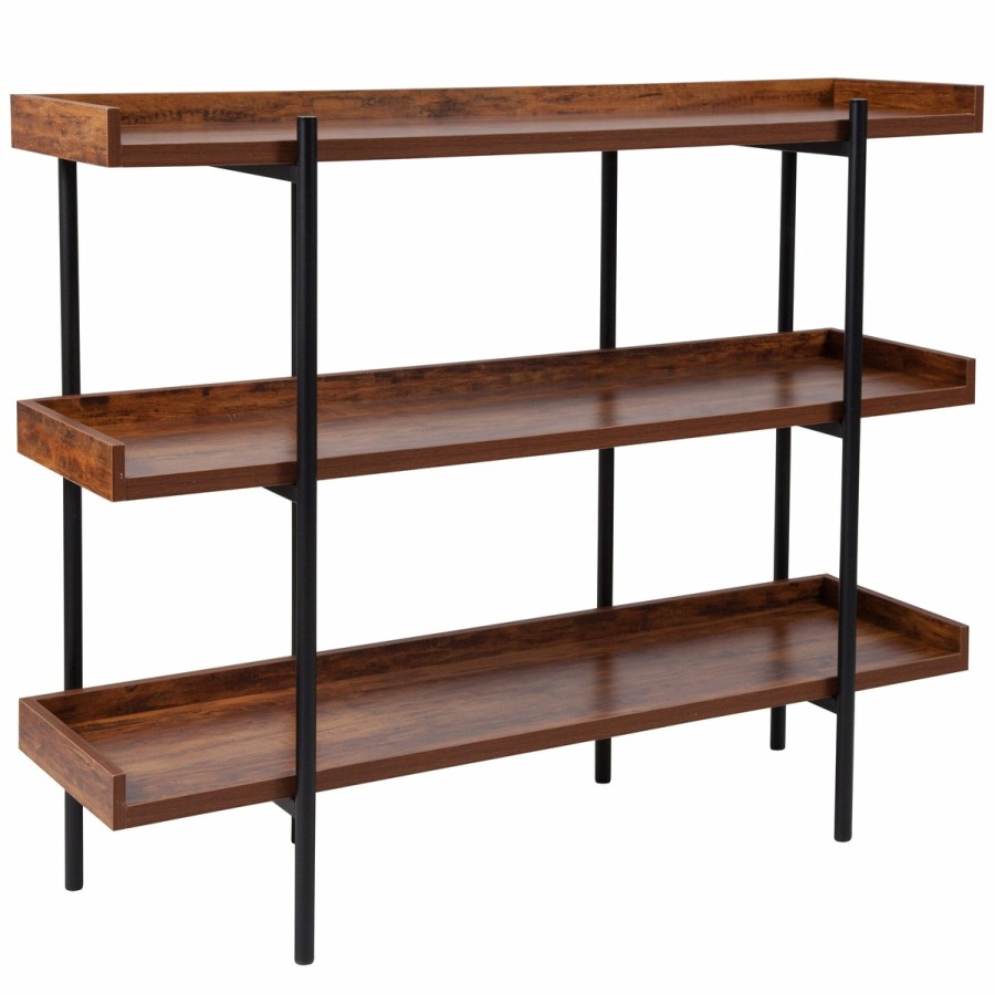 Office & Reception FLASH Storage And Book Shelves | Mayfair 3 Shelf 35"H Storage Display Unit Bookcase With Metal Frame