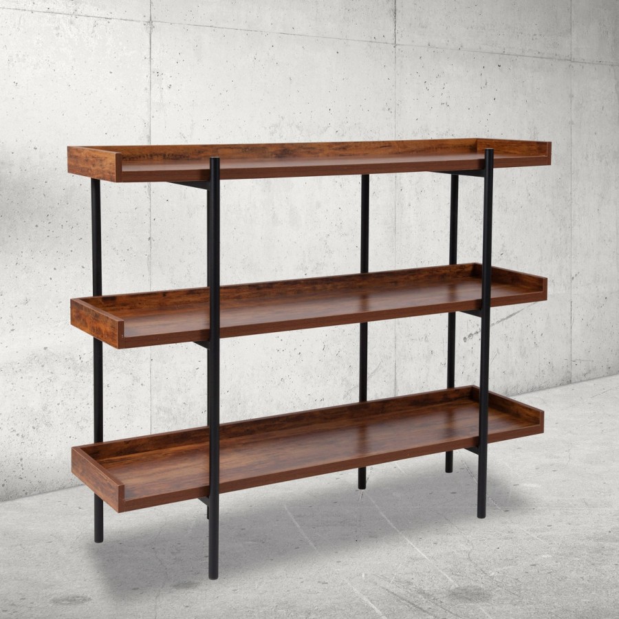 Office & Reception FLASH Storage And Book Shelves | Mayfair 3 Shelf 35"H Storage Display Unit Bookcase With Metal Frame