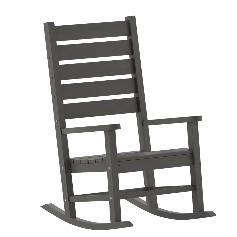 More FLASH | Manchester Contemporary Rocking Chair, All-Weather Hdpe Indoor/Outdoor Rocker