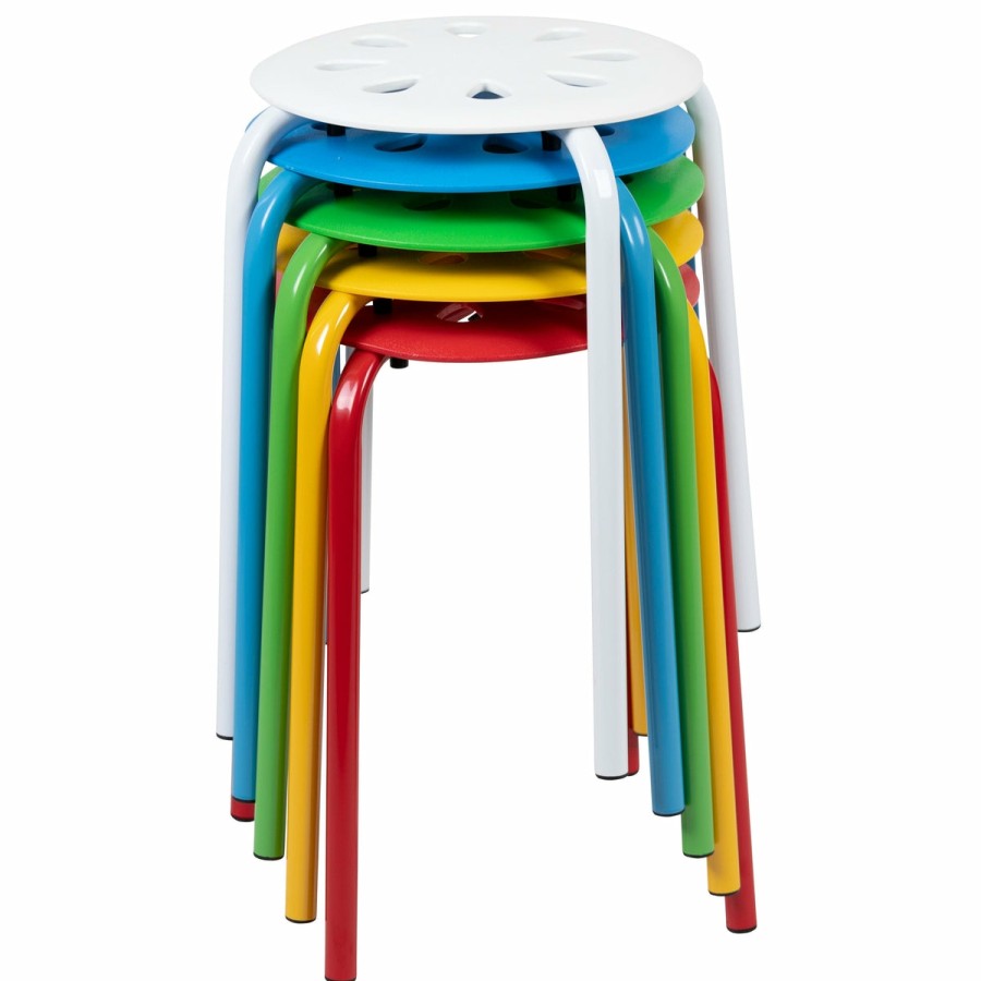 Classroom FLASH Student Stack Stools | Plastic Nesting Stack Stools, 17.5"Height (5 Pack)