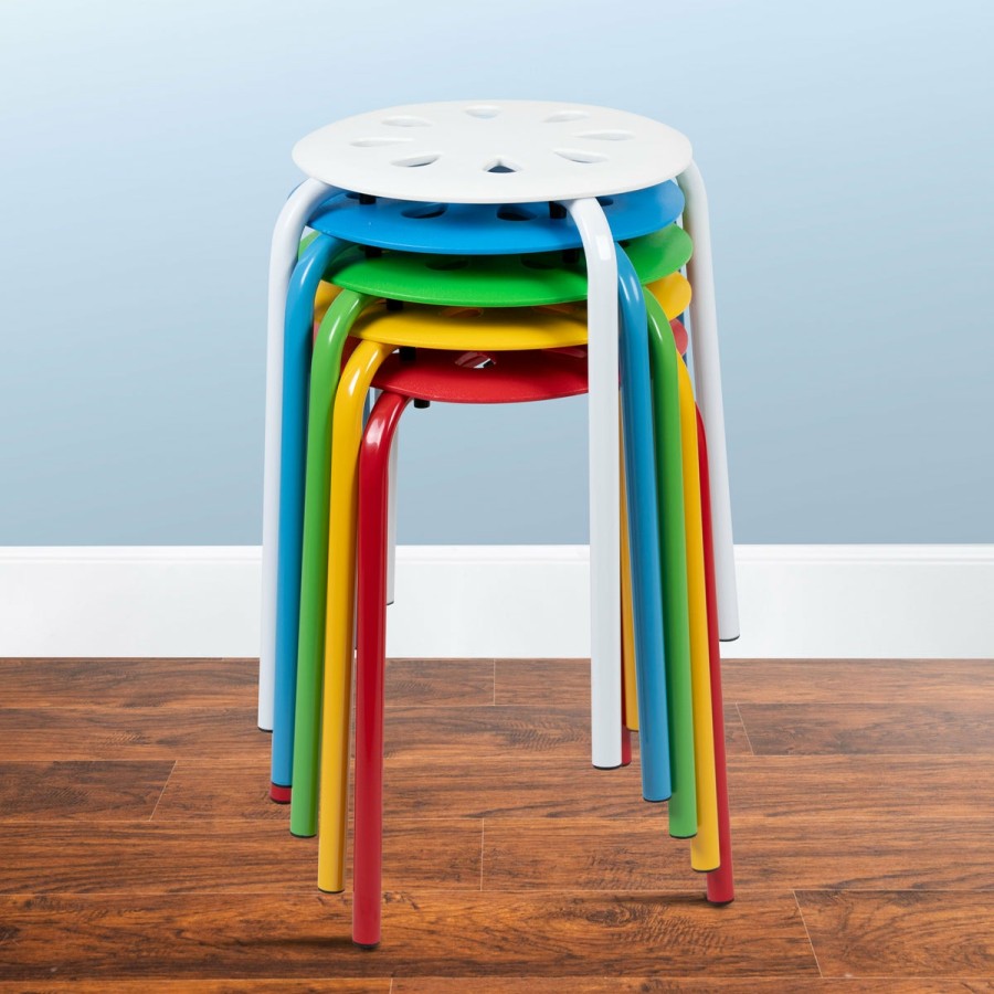 Classroom FLASH Student Stack Stools | Plastic Nesting Stack Stools, 17.5"Height (5 Pack)