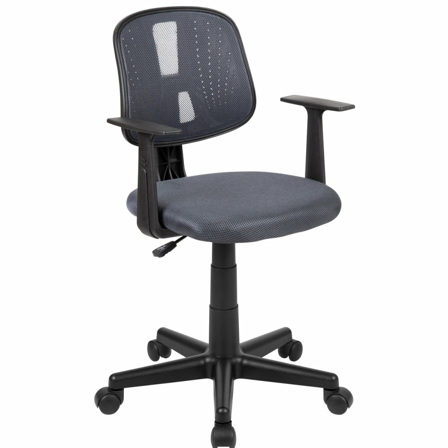 Office & Reception FLASH Task Office Chairs | Flash Fundamentals Mid-Back Mesh Swivel Task Office Chair With Pivot Back And Arms