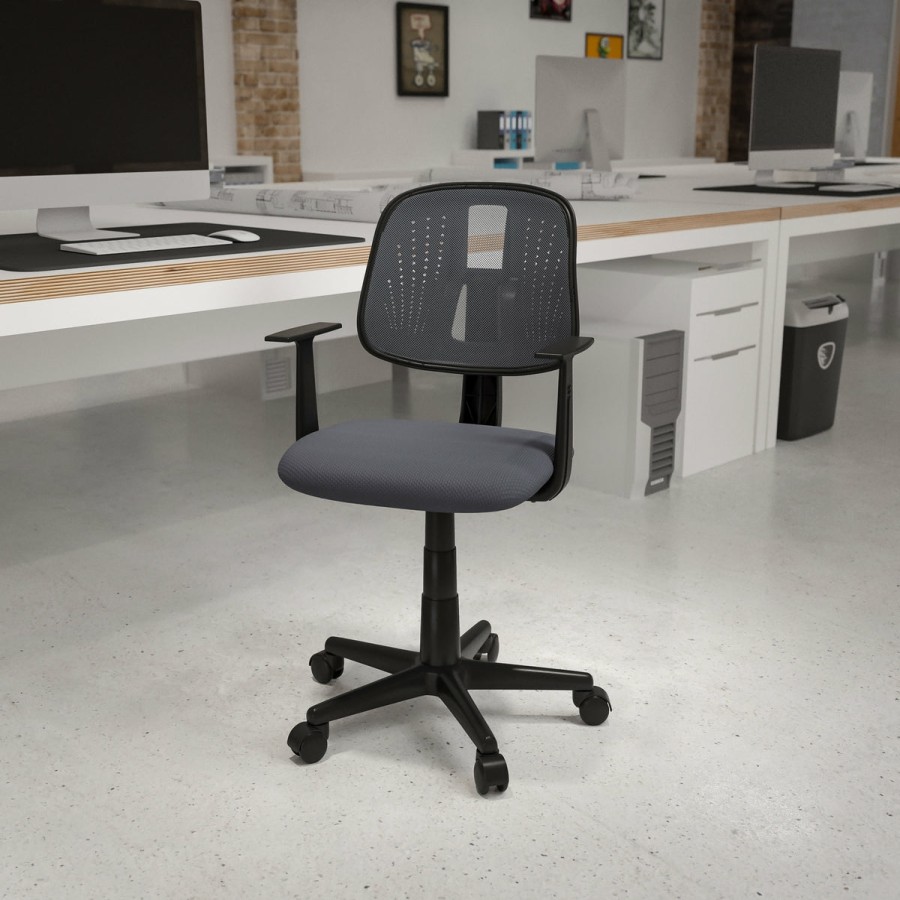 Office & Reception FLASH Task Office Chairs | Flash Fundamentals Mid-Back Mesh Swivel Task Office Chair With Pivot Back And Arms