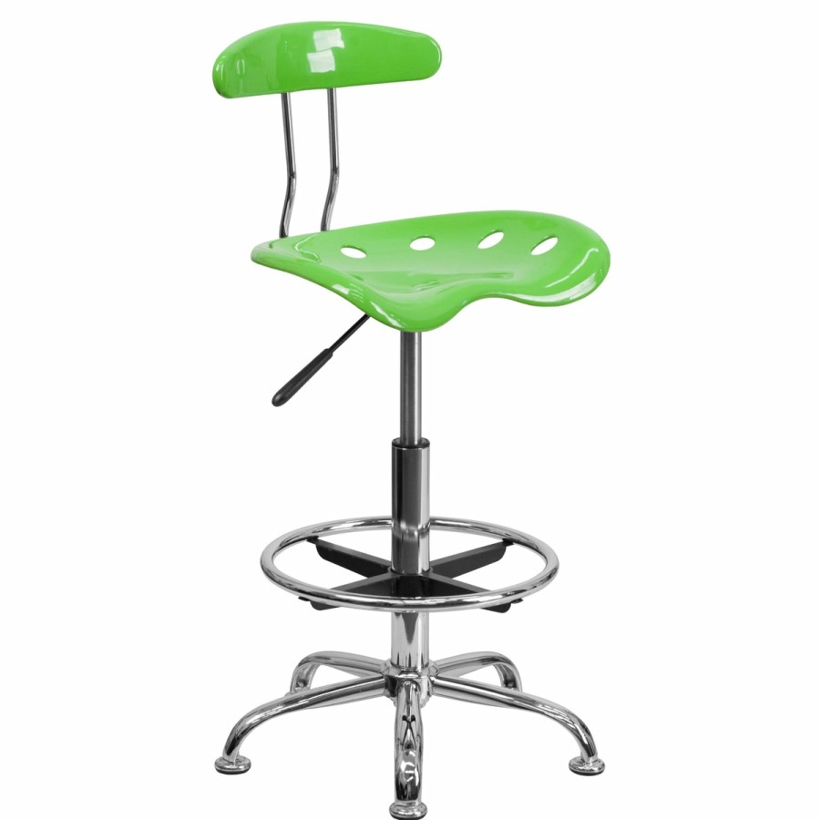 Office & Reception FLASH Drafting Stools | Vibrant Chrome Drafting Stool With Tractor Seat