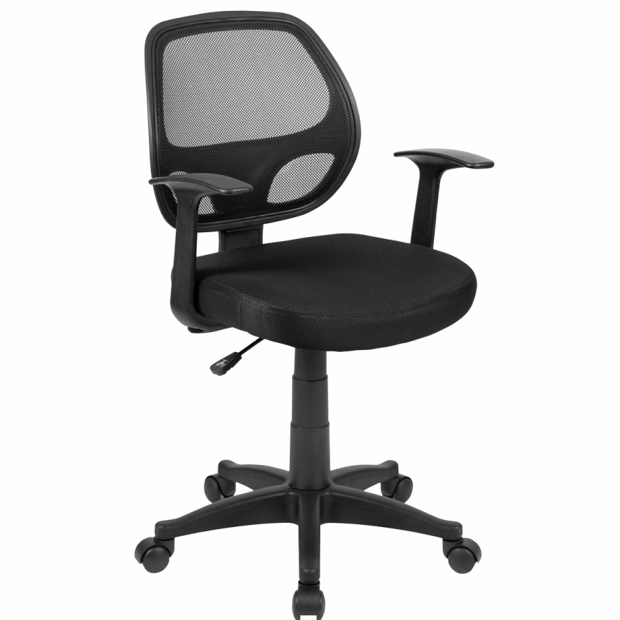 Office & Reception FLASH Task Office Chairs | Mid-Back Mesh Swivel Task Office Chair With T-Arms