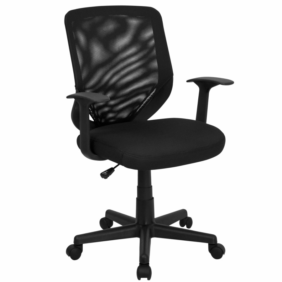 Office & Reception FLASH Task Office Chairs | Mid-Back Mesh Tapered Back Swivel Task Office Chair With T-Arms