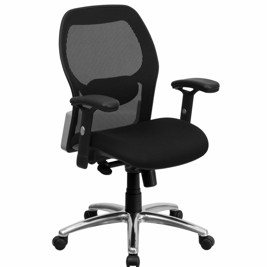 Office & Reception FLASH Executive Office Chairs | Mid-Back Super Mesh Executive Swivel Office Chair With Knee Tilt Control And Adjustable Arms