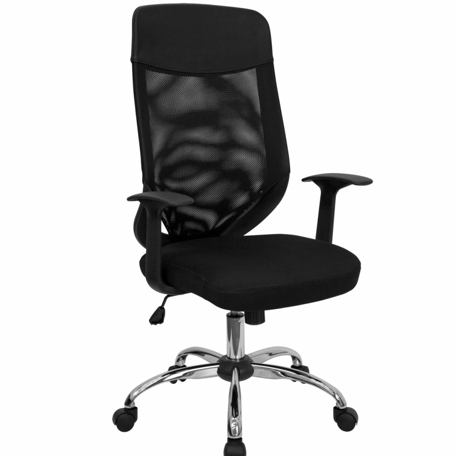 Office & Reception FLASH Executive Office Chairs | High Back Mesh Executive Swivel Office Chair With Arms