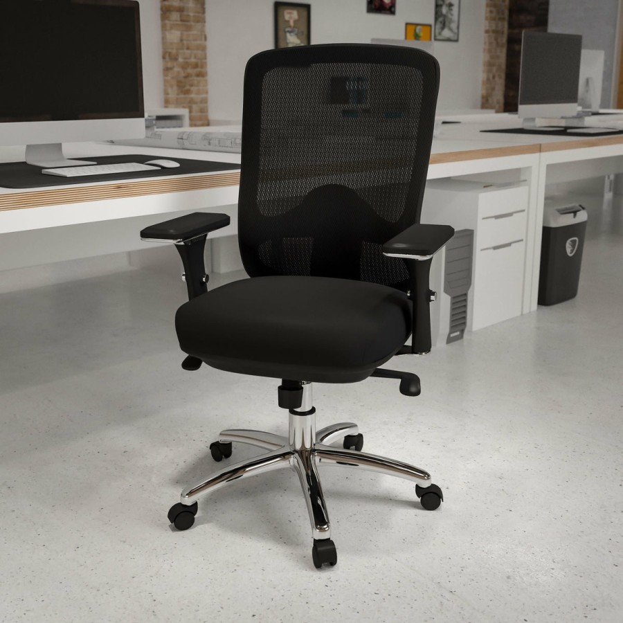 Office & Reception FLASH Big & Tall Office Chairs | Hercules Series 24/7 Intensive Use Big & Tall 350 Lb. Rated Mesh Multifunction Swivel Ergonomic Office Chair With Synchro-Tilt