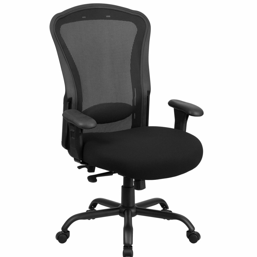 Office & Reception FLASH Big & Tall Office Chairs | Hercules Series 24/7 Intensive Use Big & Tall 400 Lb. Rated Mesh Multifunction Swivel Ergonomic Office Chair With Synchro-Tilt