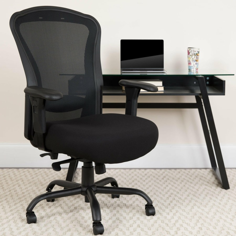 Office & Reception FLASH Big & Tall Office Chairs | Hercules Series 24/7 Intensive Use Big & Tall 400 Lb. Rated Mesh Multifunction Swivel Ergonomic Office Chair With Synchro-Tilt