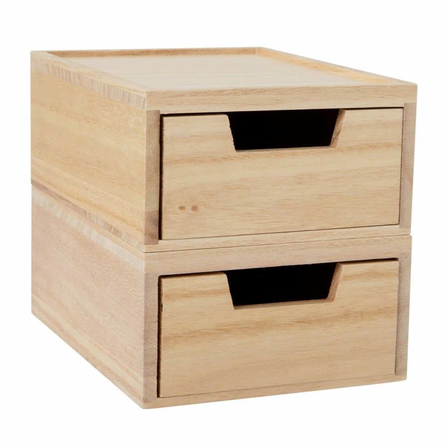 Office & Reception MARTHA STEWART Desk Organizers | Weston Stackable Wooden Storage Boxes With Drawers, Office Desktop Organizers, Set Of 2, 5.25" X 7"