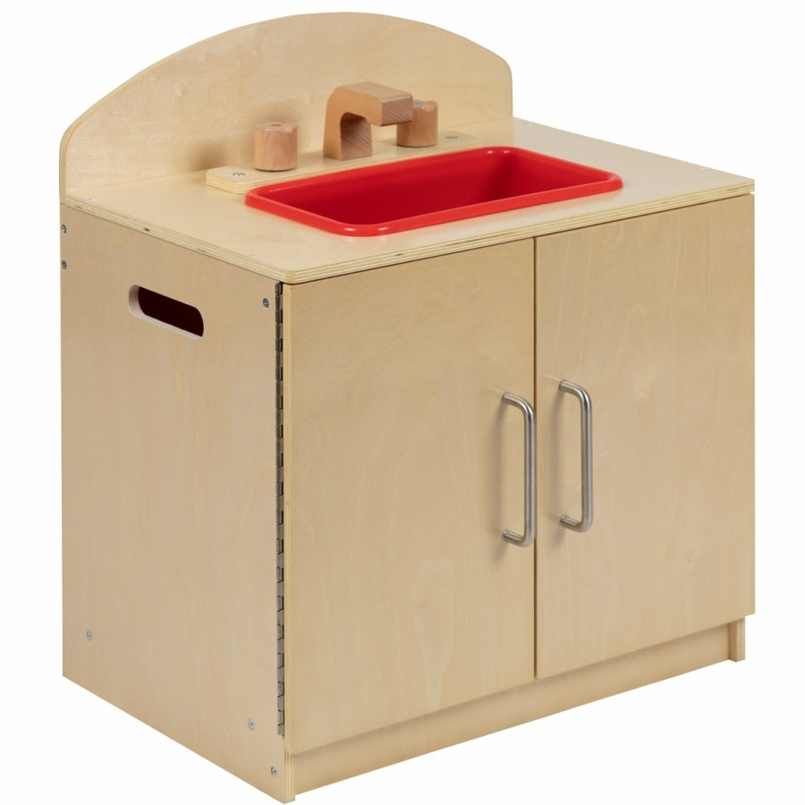 Classroom FLASH Dramatic Play | Children'S Wooden Kitchen Sink For Commercial Or Home Use - Safe, Kid Friendly Design