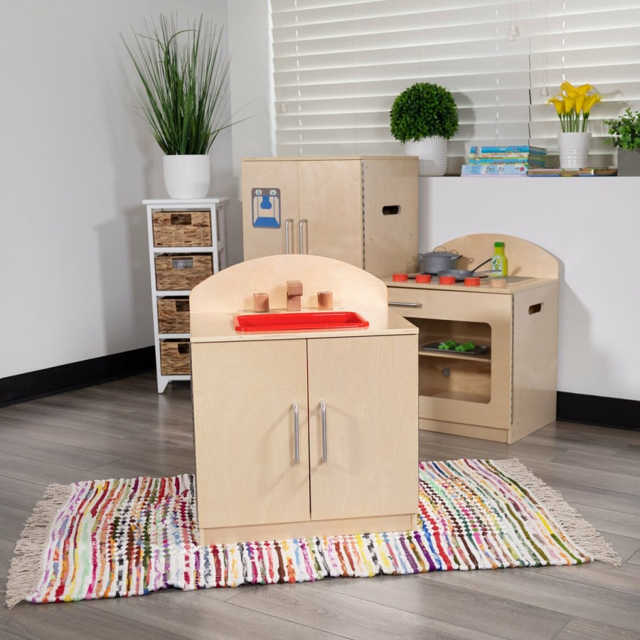 Classroom FLASH Dramatic Play | Children'S Wooden Kitchen Sink For Commercial Or Home Use - Safe, Kid Friendly Design