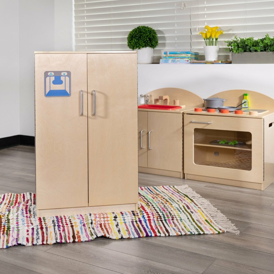 Classroom FLASH Dramatic Play | Children'S Wooden Kitchen Refrigerator For Commercial Or Home Use - Safe, Kid Friendly Design