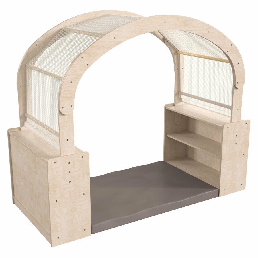 Classroom FLASH Reading Furniture | Bright Beginnings Commercial Grade Quiet Corner Reading Nook With Two Storage Shelf Units And Canopy - Greenguard Certified Wooden