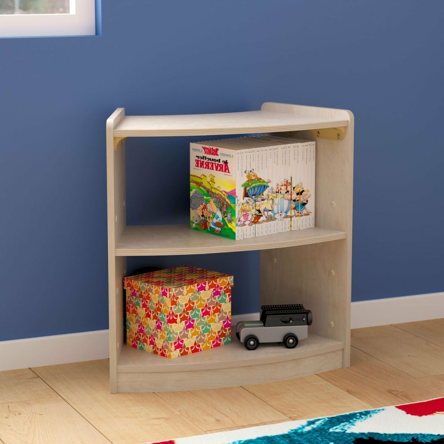 Classroom FLASH Wooden Classroom Storage | Bright Beginnings Commercial Grade Bow Front Wooden Classroom Open Corner Storage Unit, Safe, Kid Friendly Design