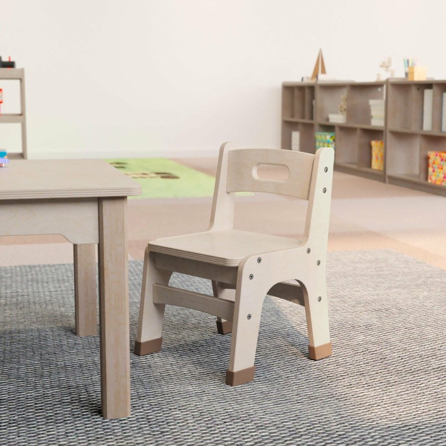 Classroom FLASH Wood Classroom Chairs | Bright Beginnings Set Of 2 Commercial Grade Wooden Classroom Chairs With Non-Slip Foot Caps And Built-In Carrying Handle