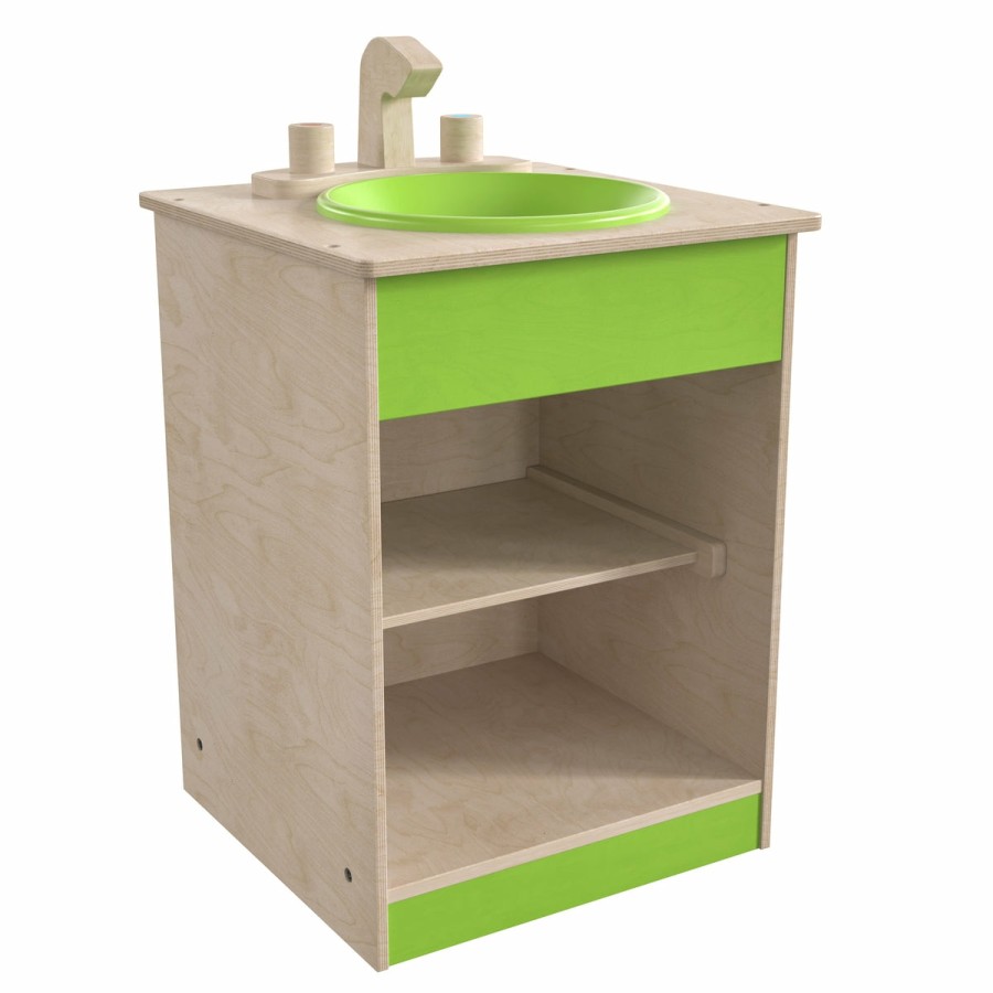 Classroom FLASH Dramatic Play | Bright Beginnings Commercial Grade Wooden Children'S Kitchen Sink With Integrated Storage