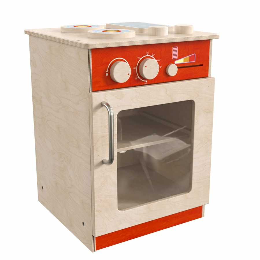 Classroom FLASH Dramatic Play | Bright Beginnings Commercial Grade Wooden Children'S Kitchen Stove With Integrated Storage