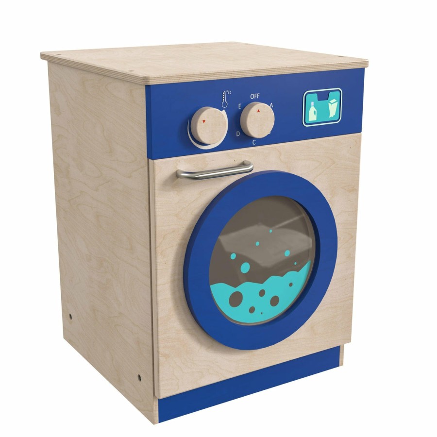 Classroom FLASH Dramatic Play | Bright Beginnings Commercial Grade Wooden Kid'S Washing Machine With Integrated Storage And Turning Knobs