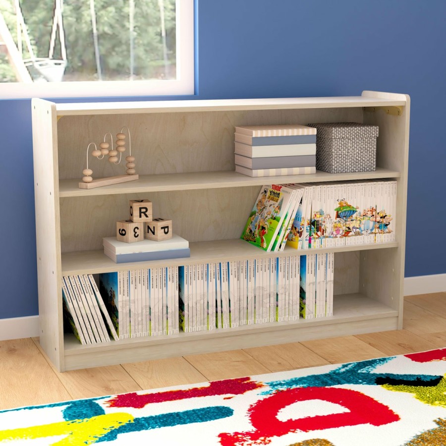 Classroom FLASH Wooden Classroom Storage | Bright Beginnings Commercial Grade Extra Wide Wooden Classroom Open Storage Unit, Safe, Kid Friendly Design