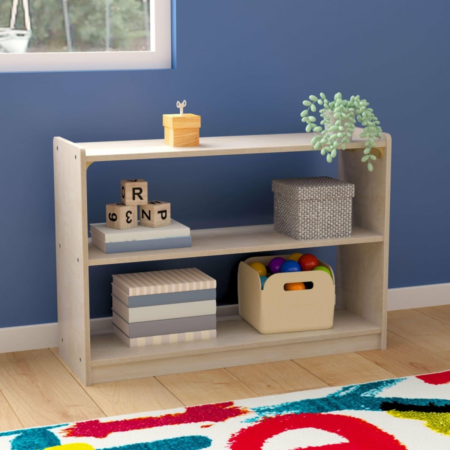 Classroom FLASH Wooden Classroom Storage | Bright Beginnings Commercial Grade Extra Wide Wooden Classroom Open Storage Unit, Safe, Kid Friendly Design