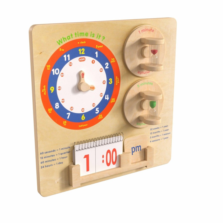 Classroom FLASH Stem Learning Systems | Bright Beginnings Commercial Grade Wooden Telling Time Steam Wall Accessory Board