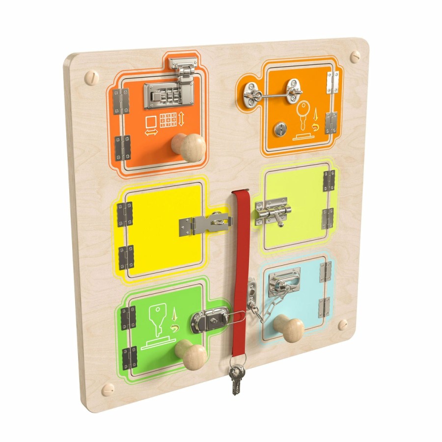 Classroom FLASH Stem Learning Systems | Bright Beginnings Commercial Grade Wooden Locks And Buckles Steam Wall Accessory Board