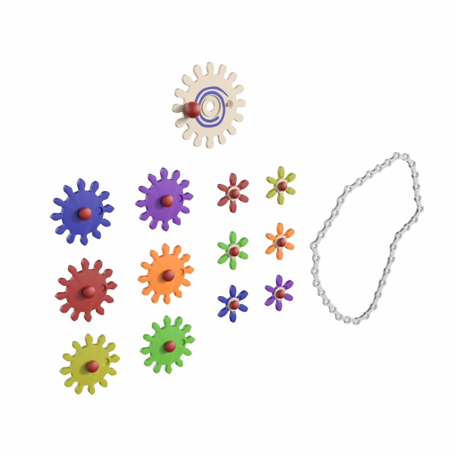 Classroom FLASH Stem Learning Systems | Bright Beginnings Commercial Grade 79 Piece Multicolor Chain And Gears Accessory Set For Modular Steam Wall Systems