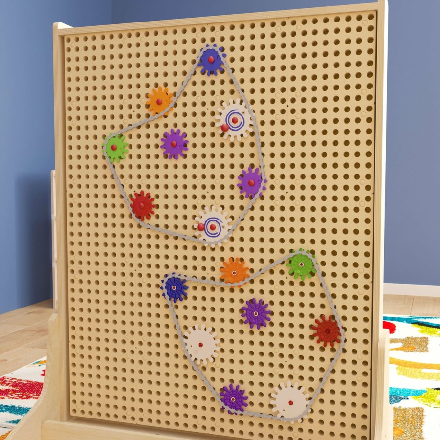 Classroom FLASH Stem Learning Systems | Bright Beginnings Commercial Grade 79 Piece Multicolor Chain And Gears Accessory Set For Modular Steam Wall Systems