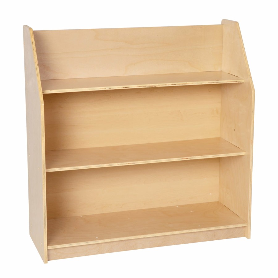 Classroom FLASH Wooden Classroom Storage | Wooden 3 Shelf Book Display With Safe, Kid Friendly Curved Edges - Commercial Grade For Daycare, Classroom Or Playroom Storage